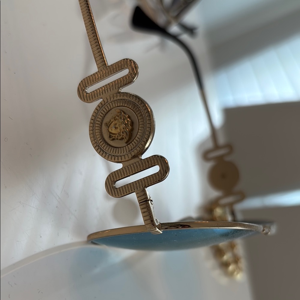 Versace Gold and Blue Sunglasses with Iconic Design